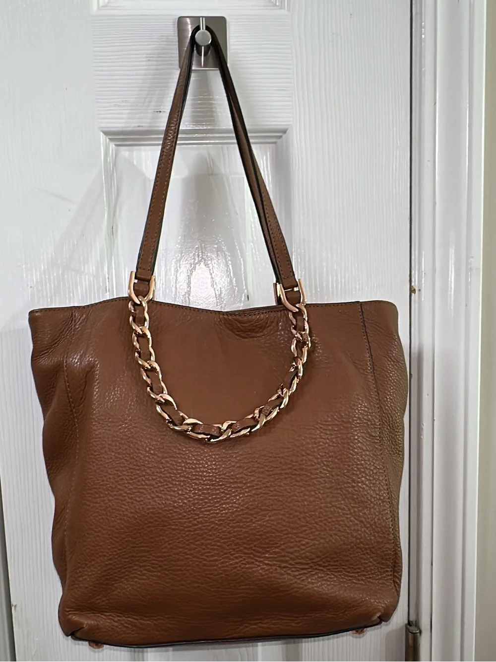 Michael Kors Harper Luggage Brown Leather Medium North South Tote. (Bags 21)